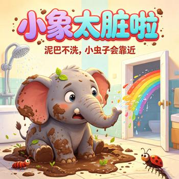 浑身脏兮兮的小象