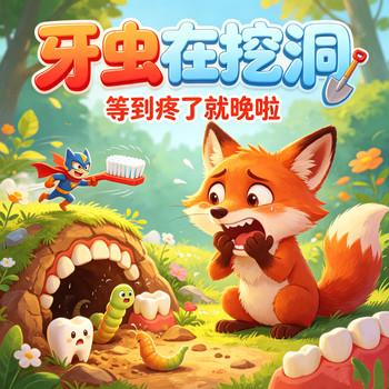 牙虫正在牙齿挖洞