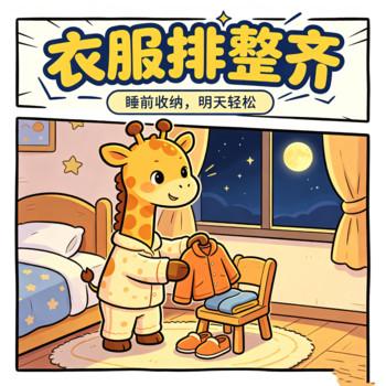 小鹿的衣服摆整齐